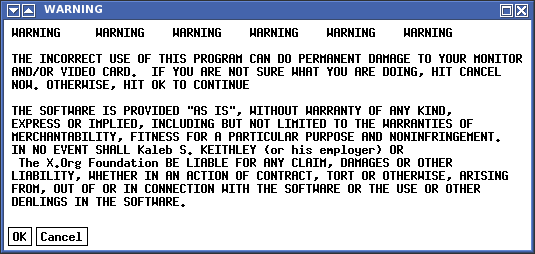 xvidtune warning